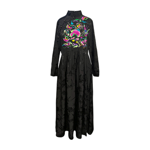 杨丽萍官方旗舰店雀云裳民族风新中式风国风提花立领连衣裙女秋冬