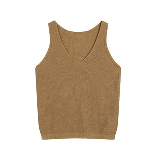 Maven Lin 甄选精梳棉混纺纱基础V领针织吊带上衣女莱赛尔背心夏