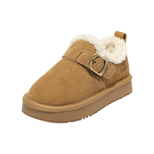 百丽童鞋女童雪地靴2025冬季新款加绒保暖棉鞋儿童勃肯鞋男童棉靴