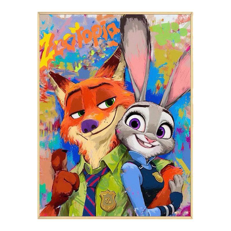 疯狂动物城5D钻石画满钻2026新款卡通diy手工粘钻十字绣卧室挂画