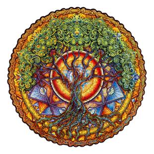 UNIDRAGON进口木制拼图益智玩具潮玩治愈解压曼达拉系列-生命之树