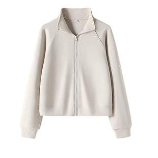 班尼路短款卫衣外套女2025新款春季立领拉链开衫小个子长袖上衣M