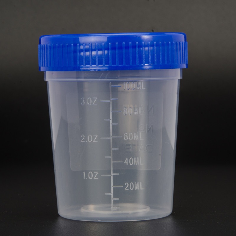 蓝盖塑料量杯120ml 量药杯 120毫升4盎司 带刻度 生物实验小桶