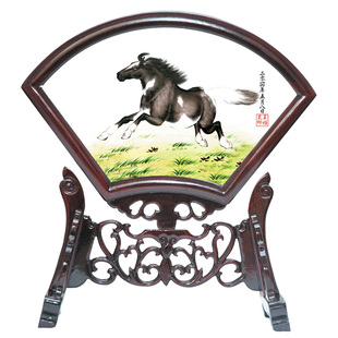 吉祥童子马宝宝出生礼物定制胎毛绣胎毛画婴儿纪念品一马当先2014