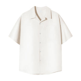 PSO Brand 男装女装衬衫短袖条纹古巴领衬衣翻领情侣外套半袖宽松