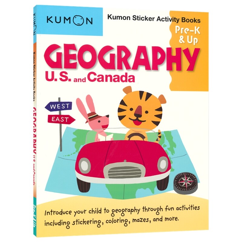 Kumon Sticker Activity Books Geography 3-5岁 公文式教育 幼儿科学地理主题贴纸活动书 迷宫练习册 数学思维启蒙教辅 英文原版
