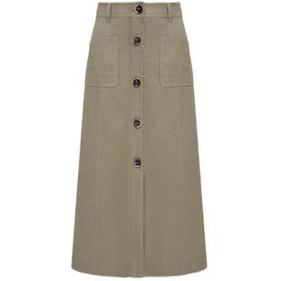 MESUX米岫新品含桑蚕丝A字工装风怀旧中长款半裙MNSUS302