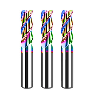 铝用铣刀七彩3刃加长合金粗皮钨钢涂层开粗cnc数控专用波刃立铣刀