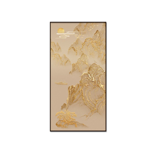 轻奢玄关装饰画大气新中式入户走廊过道壁画正对门高级感山水挂画