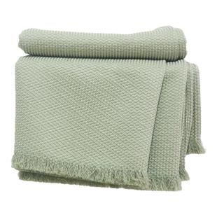 复古床尾巾浅绿肌理床毯民宿床尾巾酒店床旗橄榄绿沙发毯拍照毯