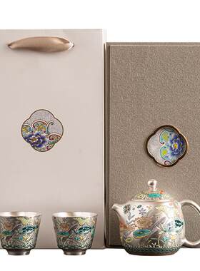 鎏银纯银功夫茶具泡茶壶盖碗