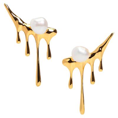 PEARLONA水形物语流动珍珠耳夹无耳洞原创设计个性程潇同款耳饰