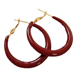 复古红色滴釉圈圈耳环女本命年耳钉2025新款爆款高级感轻奢耳饰品