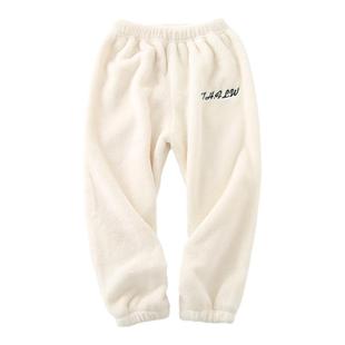 秋冬儿童双面绒保暖裤居家睡裤男童女童宽松舒适珊瑚绒加厚长裤