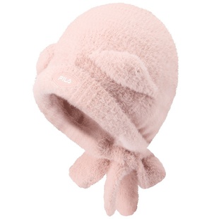 FILA KIDS斐乐儿童帽子2025年冬季新款女小童休闲保暖针织雪绒帽