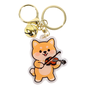 柴犬乐器铃铛钥匙扣钢琴小提琴挂件古筝琵琶中阮生日音乐活动奖品