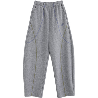 诺诺公主S1N初中生撞色弯刀卫裤女春秋加绒加厚设计感宽松运动裤