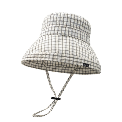 韩国zauo防晒格纹渔夫帽休闲出游盆帽夏季百搭可折叠遮阳帽太阳帽
