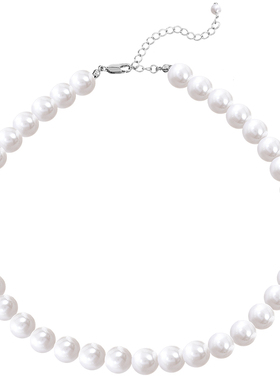 优娜柏丽仿珍珠素圈贝珠项链赫本风颈链短链轻奢高级感锁骨链女