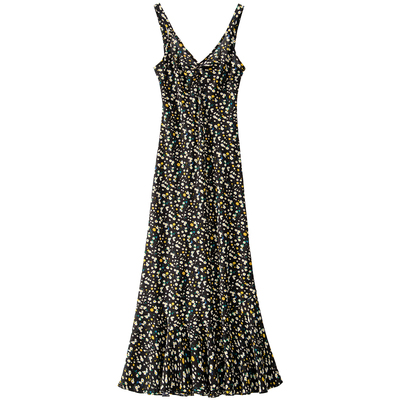 BANANA BABY2025年新款度假风法式茶歇碎花长裙女吊带V领连衣裙