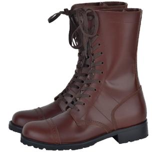 二战军迷复古伞兵靴 红棕牛皮伞降兵绑带短靴硬汉工装靴男马丁靴