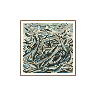 吴冠中鱼图年年有余装饰画国画名人字画花鸟画客厅玄关茶楼挂画