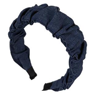 2025新款牛仔蓝色发箍女头箍压发卡发捆头饰发旅褶皱高颅顶碎发窟
