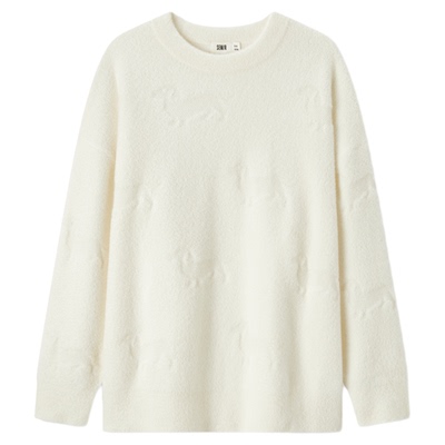 森马oversize小狗提花软糯毛衣女