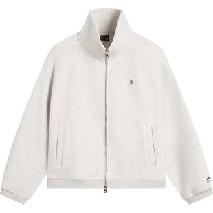 李宁卫衣运动生活系列女款加绒保暖柔软舒适宽松开衫无帽运动卫衣