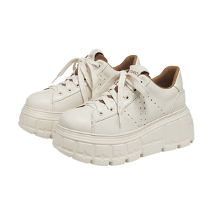 【沈月陈丽君同款】VITTORIOVENTURA薇薇燃 牛皮增高厚底小白鞋