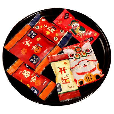 新年喜庆雪花酥牛扎糖包装袋