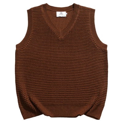 PL复古叠穿搭配质感V领针织马夹