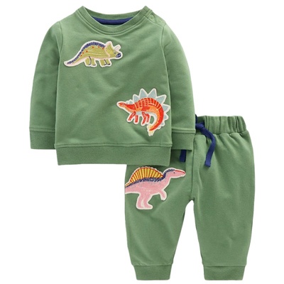 代购MiniBoden男宝宝运动套装 25秋季婴儿恐龙卫衣+运动裤 0-3岁