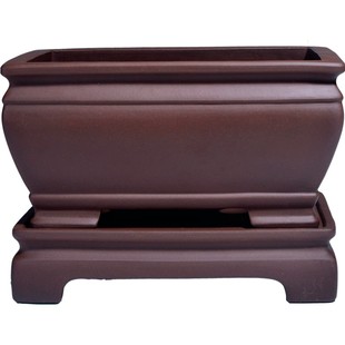 盆景盆宜兴紫砂花盆长方形假山绿植盆栽专用盆大号束口带接水盘盆