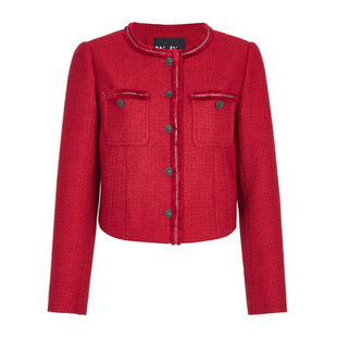 婉甸2026春季新品迪奥红粗花呢法式小香风女短外套1251O04XJ1AYX