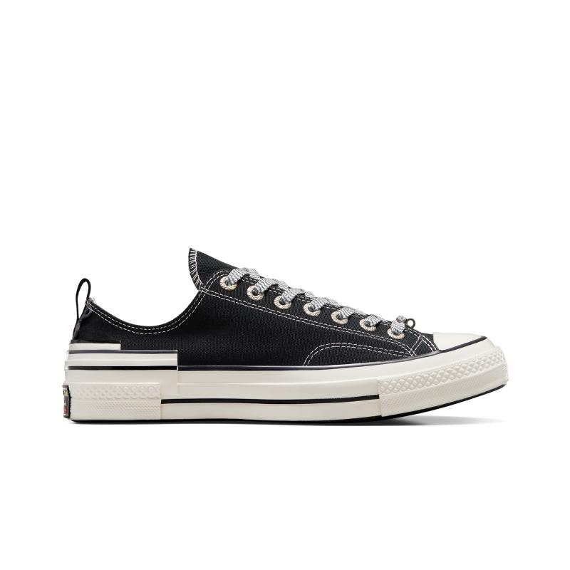 CONVERSE匡威官方 Chuck 70 Hacked Heel堆疊感帆布鞋黑色A07984C