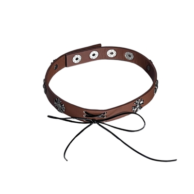 克罗花美拉德绑带设计项圈皮革女