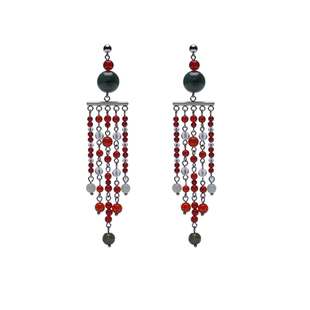 国风红玛瑙长流苏耳环绿翡翠水晶旺财贵气送礼物红色新年节日耳饰