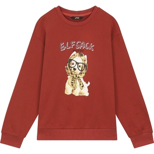 【搭子卫衣】妖精的口袋复古美式印花圆领女2025新款秋季长袖上衣