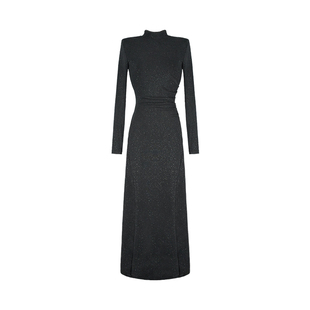 大婷婷 法式长裙细闪点缀设计感连衣裙秋冬时尚女装裙子DT1783