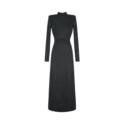 大婷婷 法式长裙细闪点缀设计感连衣裙秋冬时尚女装裙子DT1783