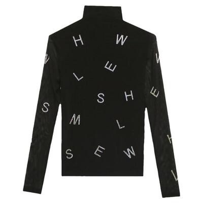 伊朵思高领网纱打底衫