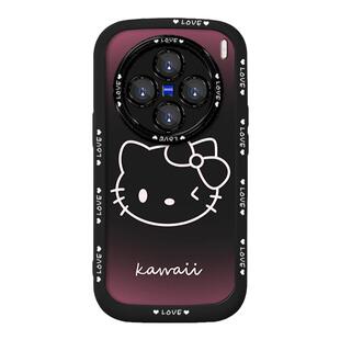 渐变凯蒂kt猫适用vivox100pro手机壳x90新款x80简约女款x70pro硅胶x60防摔s17软壳iqoo12镜头全包y77保护套
