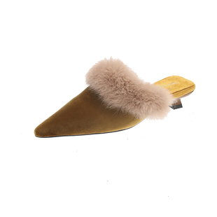 高级感小众兔毛尖头细跟半托毛毛鞋女外穿气质时尚高跟穆勒毛拖鞋