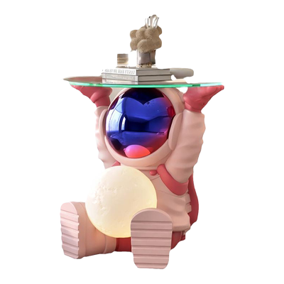 卡通宇航员茶几摆件玻璃桌面边几