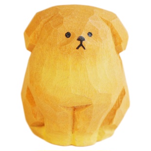 手工木雕金毛~办公室工位电脑桌面小摆件治愈系创意装饰品可爱女