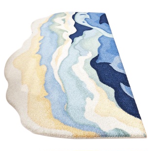 ins风异形地毯女孩卧室床边毯高级感床下脚垫小众创意不规则地垫