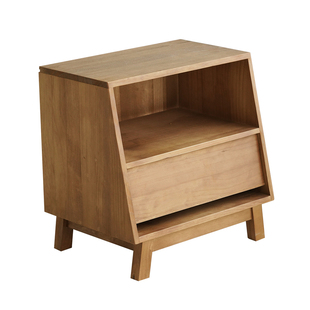 润家家居实木床头柜复古民宿卧室床头柜原木风床边柜抽屉收纳柜