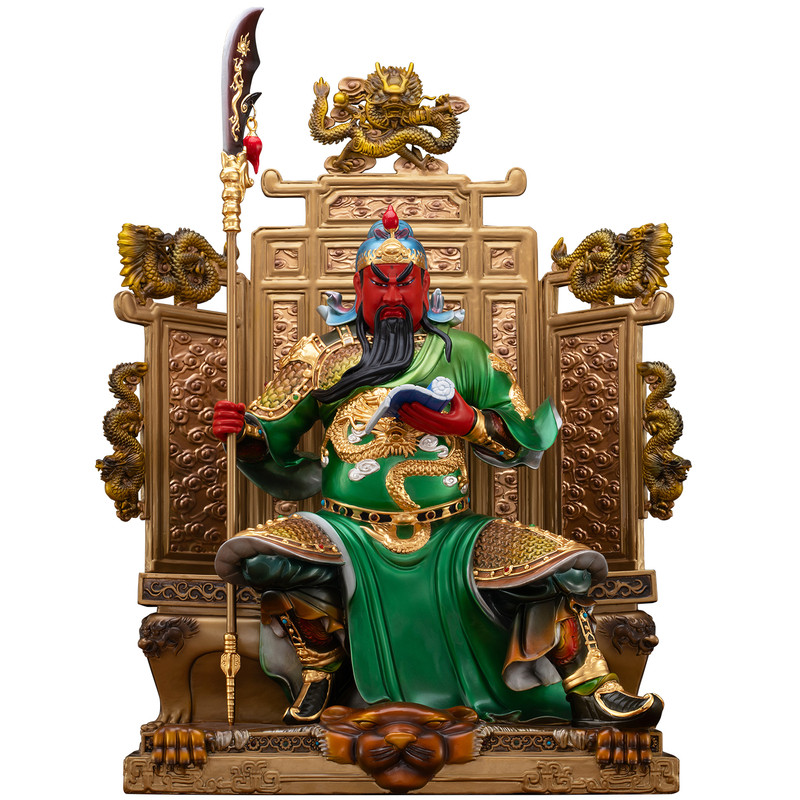 铜彩贴金武财神关公神像家用摆件