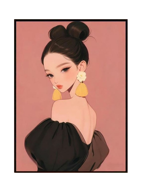 多巴胺气质女孩卧室房间温馨装饰画治愈系电视柜挂画餐厅桌面摆画
